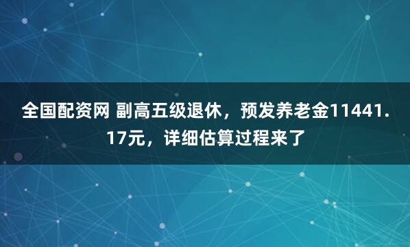 全国配资网 副高五级退休,预发养老金11441.17元,详细估算过程来了